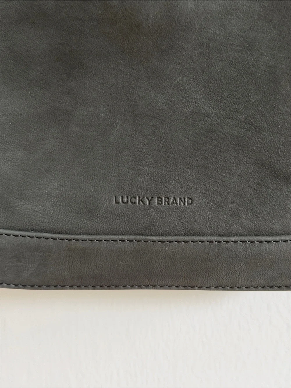 Lucky Brand Dark Charcoal Gray Leather Crossbody Bag